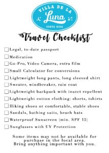 costa rica travel checklist